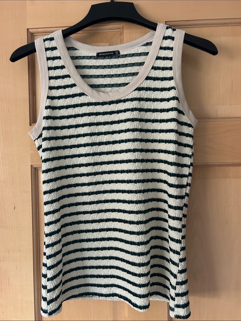 Staccato Cream & Green Striped Knit Tank Top